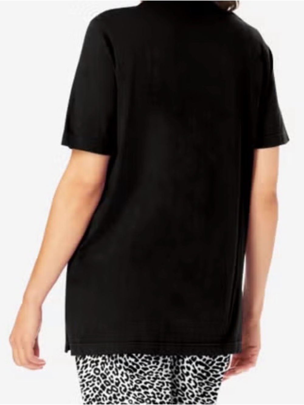 Dreams and co Black Pajama Top 2x with White Leopard Print top only cotton nwt - Picture 6 of 6
